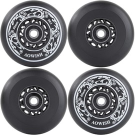 AOWISH Inline Skate Wheels Outdoor Asphalt Formula Aggressive Roller Blades Wheels 90a Roller Hockey Replacement Wheels with Bearings ABEC-9 and Floating Spacers, 4-Pack (Black, 68mm)