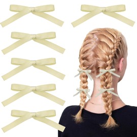 Bow Hair Clips for Women Girls, Beautiful White Bow Hair Clips Ribbon Satin Ribbon Hair Accessories for Girls Alligator Clips Cute Bowknot Hair Barrettes for Kids