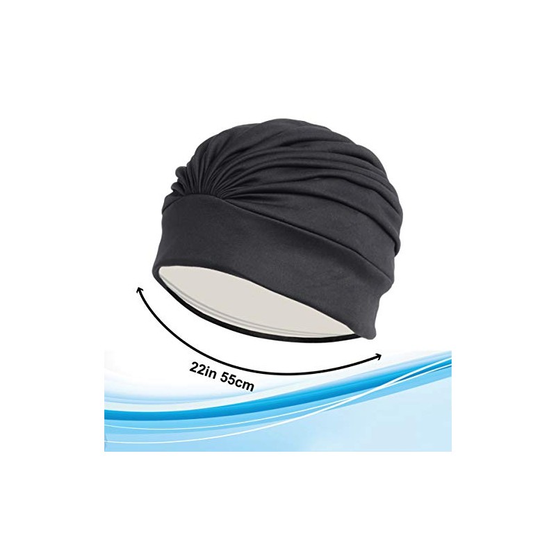 Polyester Latex Lined Pleated Women’s Swim Bathing Turban - Navy