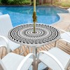 Outdoor Tablecloth with Umbrella Hole Waterproof Abstract Tribal Round Fitted