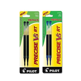 Pilot Precise V5 RT Liquid Ink Refill 2/pk Rolling Ball Pen X-Fine Blue & Black New