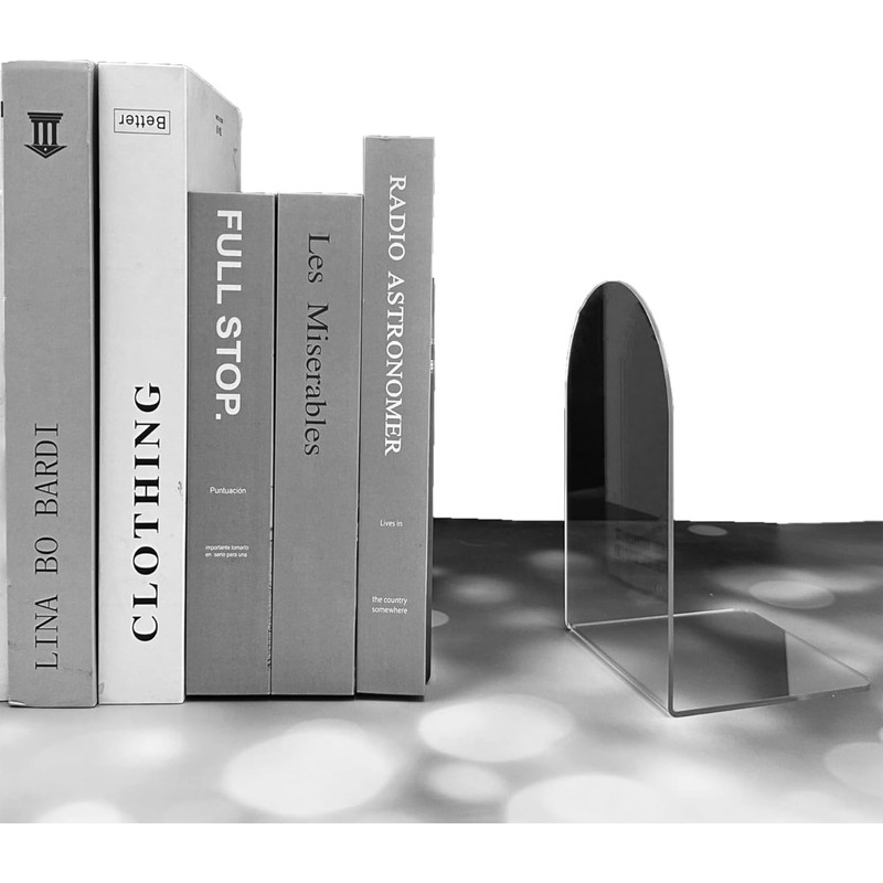 Qidexin 2pcs Book Ends, Acrylic Bookends, Non-Skid Book End, Clear