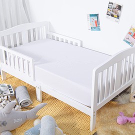 Baby Amabc Cot Fitted Sheets | Bedding For Cot bed | Soft Baby Sheets For Standard Crib and Toddler Mattresses Fully Elasticated Skirt Breathable Easy Care (Single Pack, White), Cot Bed 70 x 140CM