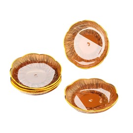 Fkereg Set of 5 Appetizer Plates with Gold Rim 6 Inch, Small Dessert Lunch Salad Plates, Reusable Plastic Party Cocktail Plates, Pinch Bowls for Cooking Prep, Side Dish Serving for Dinner, Rose Gold