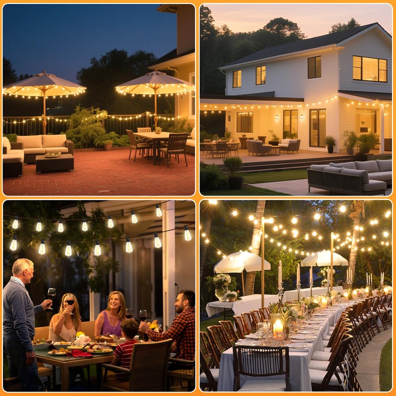 100FT Outdoor Solar String Lights with Remote, USB Rechargeable LED