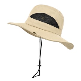 Surblue Boonie Hat Outdoor Sun Hat Breathable Wide Brim UV Protection Fishing Hat Foldable Safari Hat for Hunting Hiking Camping Gardening,Khaki