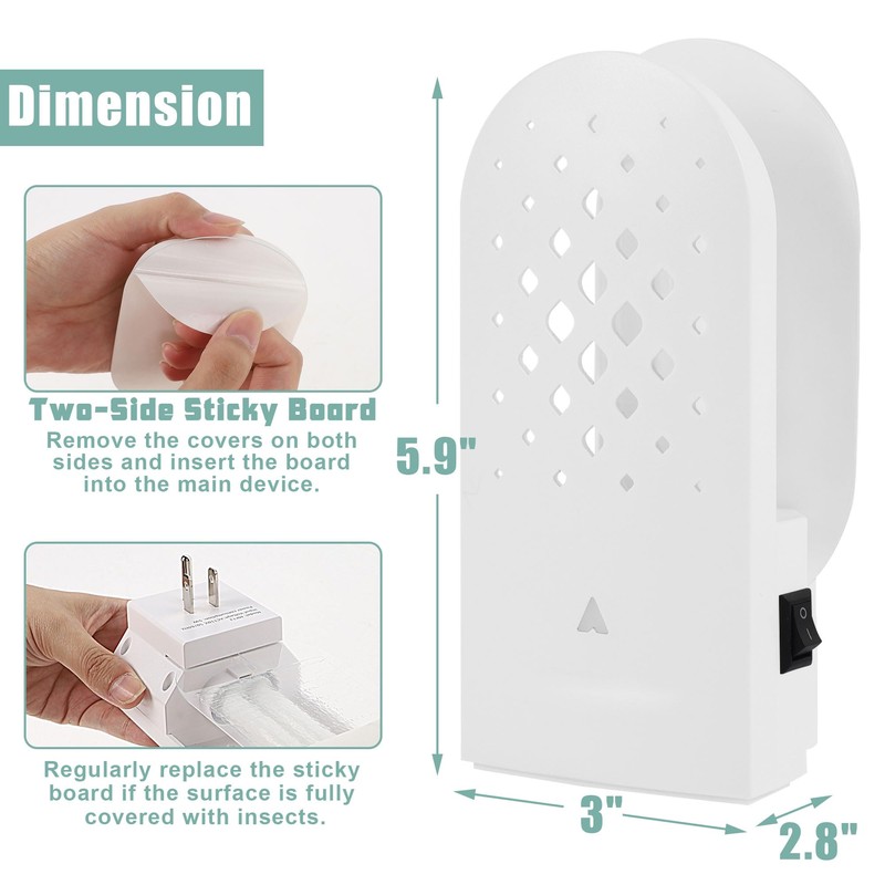 Lulu Home Indoor Flying Insect Trap, 2 Packs Plug-in Bug