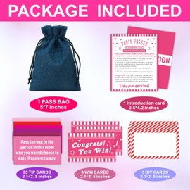 Bachelorette Party Pass The Bag Game Kit, 44 Tip Cards With 1 Pass Bag, Funny Party Game For Adults, Ladies Night, Bridal Shower Party, Group Activity, Party Supplies (Navy Blue) - A02