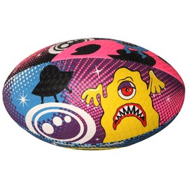 Optimum Rugby Ball - Balanced and Responsive for Accurate Handling and Kicking of Top-Performing Rugby Balls - Perfect for Training and Gameplay - 2-Ply 410g Ball - Space Monsters - Size 4