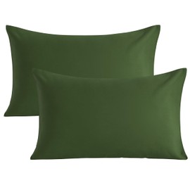 Organictune Pillow Cases King Size Set of 2 Microfiber Pillowcases Shrinkage and Fade Resistant Pillow Covers with Envelope Closure(Olive Green,20x36 Inches)