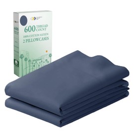 CALIFORNIA DESIGN DEN Luxuriously Soft Hotel Quality 600 Thread Count, 100% Cotton Set of 2 Cases, Crisp & Cool Pillow Cases King Size, Set of 2, Fits King Pillows (Dark Blue)