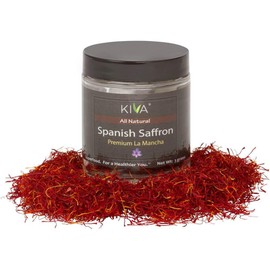 Kiva Premium Spanish Saffron, 3g - Grade A+ Quality Saffron Threads for Paella, Risotto, Rice, Tea, Desserts | Non-GMO | No Additives | Glass Jar