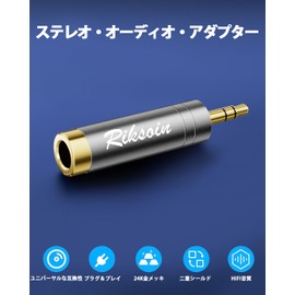 6.35mm to 3.5mm Converter Plug, RIKSOIN Stereo Mini Plug (Female) to Stereo Standard Plug (Male) Earphone Plug Jack Converter, 24K Gold Plated, for Electronic Piano, Headphones, Amplifiers