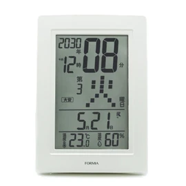 Formia HT-040RC Radio Clock, Alarm Clock, Easy to Read Temperature, Humidity, Sunlight, Calendar, Small, Date, Week, Rokuyo, Electronic Sound, Snooze, Digital, Hodogaya Electronics Sales, White