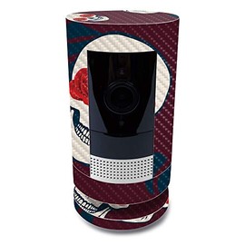 MightySkins Carbon Fiber Skin for Ring Stick Up Cam Battery - Skulls N Roses | Protective, Durable Textured Carbon Fiber Finish | Easy to Apply, Remove, and Change Styles | Made in The USA