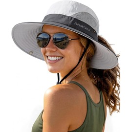 FURTALK Womens Sun Hat with Ponytail Hole Beach Hiking Summer Wide Brim UPF 50+ Outdoor Protection Foldable Bucket Hat