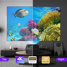 4K Support Projector with 5G WiFi and Bluetooth, Native 1080p Movie Projector, XNANO 500 ANSI Home Theater Outdoor Projector for iOS/Android/TV Stick with Speaker, Lighting Effect, Built-in More Apps