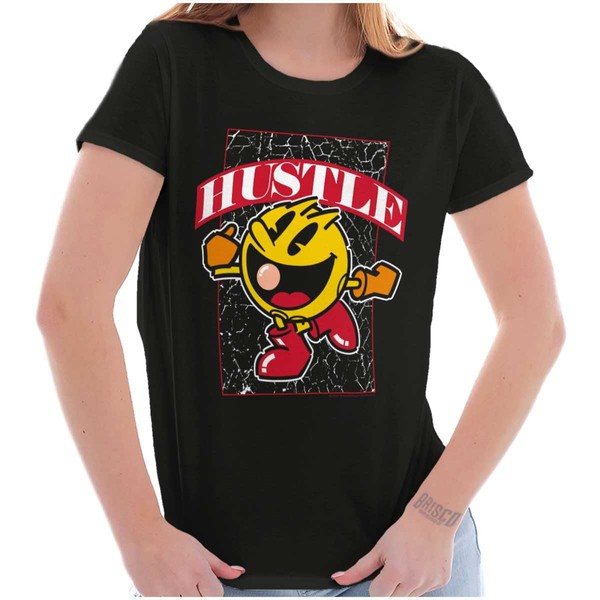 Pacman Video Arcade Game Hustle Womens Top Junior Graphic Tee
