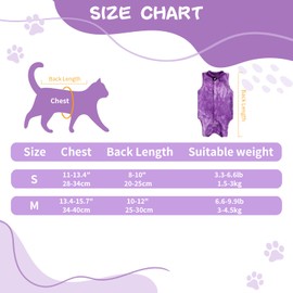 GOZINA Cat Recovery Suit, Anti-licking Cat Surgery Recovery Suit, High Elastic Cat Clothes, Breathable Cat Post Surgery Suit, Knitted Cotton Fabric Cat Onesie (Purple, S)