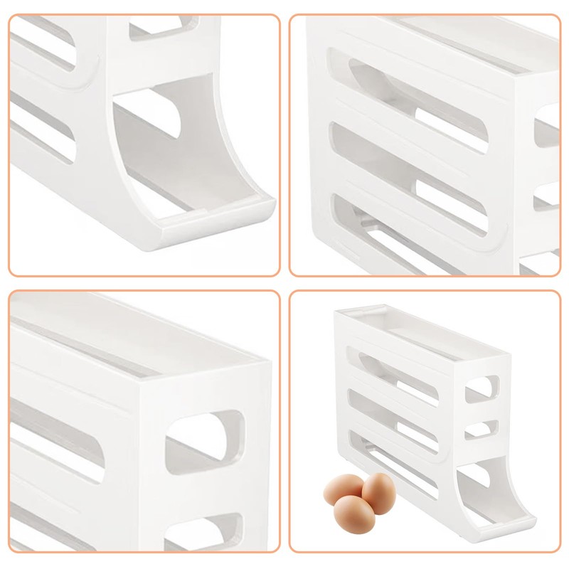 Egg Holder for Refrigerator, 4 Tiers Automatic Rolling Egg Container