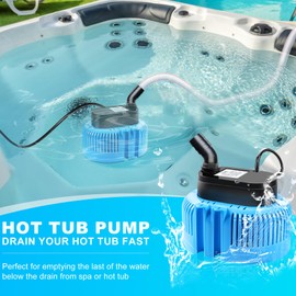 DeeprBetter Above Ground Pool Cover Pump, Submersible Water|Sump Pump for Draining, 850 GPH Blue