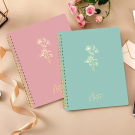 Spiral Journal Notebook for Women, A5 Aesthetic Notebook with 160 pages, 8"X6" college-ruled writing journal, cute notebook suitable for work notebooks, school notebooks and bible journal(pink)