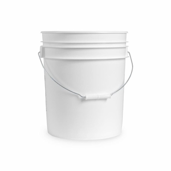 5 Gallon White Plastic Bucket Only - Durable 90 Mil All Purpose Pail - Food Grade Buckets NO LIDS Included - Contains No BPA Plastic - Recyclable - 1 Bucket ONLY