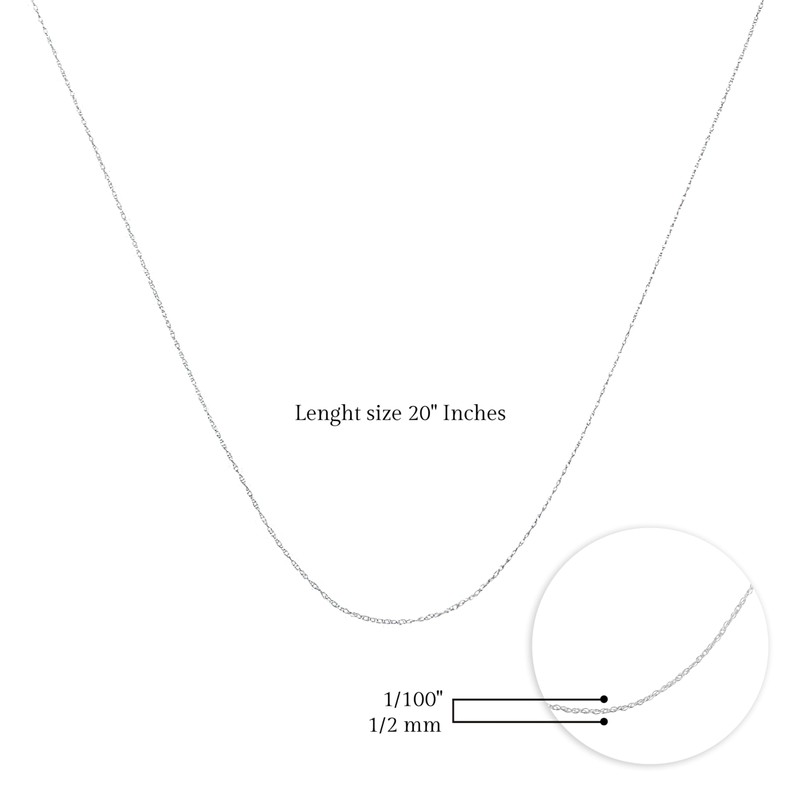 Haus of Brilliance Solid 10K White Gold 0.5mm Rope Chain