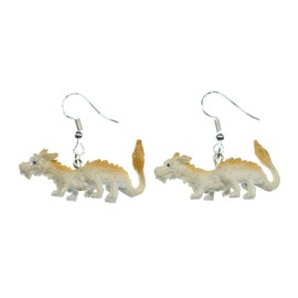 Miniblings Dragon Earrings Dragon Earrings Dragon Fantasy Rubber White Gold – Handmade Fashion Jewellery I Earrings Earrings Gold-Plated, Rubber