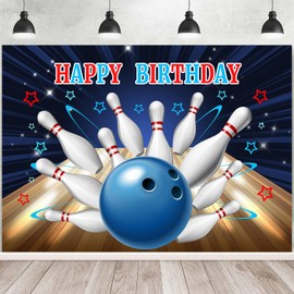 InMemory Bowling Happy Birthday Backdrop Let's Strike Up Bowling Sport Game Fun Events Decorations Banner Children Kids Adults Birthday Party Background Video Photo Studio Props 7x5ft