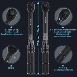 Awang Torque Wrench Bicycle 5-25 Nm,Bicycle Torque Wrench 1/4,±3% Error Accuracy Torque Wrench with 72 Teeth