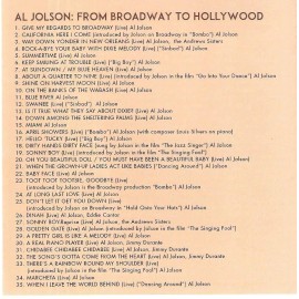 "AL JOLSON: FROM BROADWAY TO HOLLYWOOD -- Rarest Performances"  (new CD)