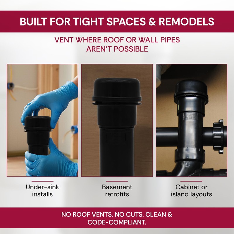 JB Products Air Admittance Valve AAV, 2″ x 1-1/2″ Solvent