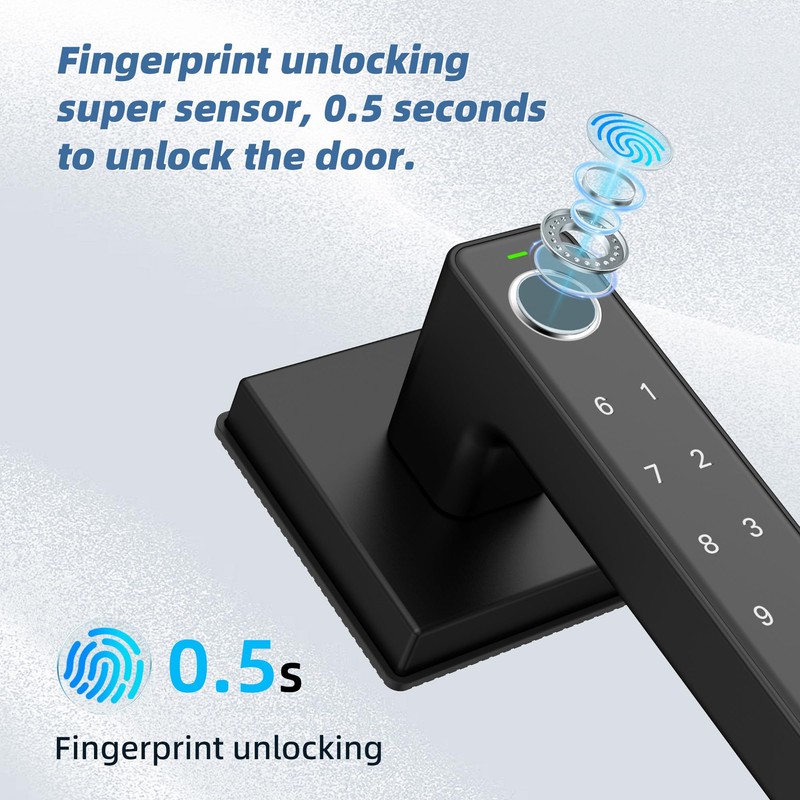 KENRONE Fingerprint Door Handle Lock Keyless Entry,3 Unlocking Methods Door