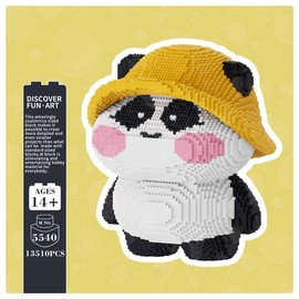 Multi color compressed link small building block series- Panda with hat