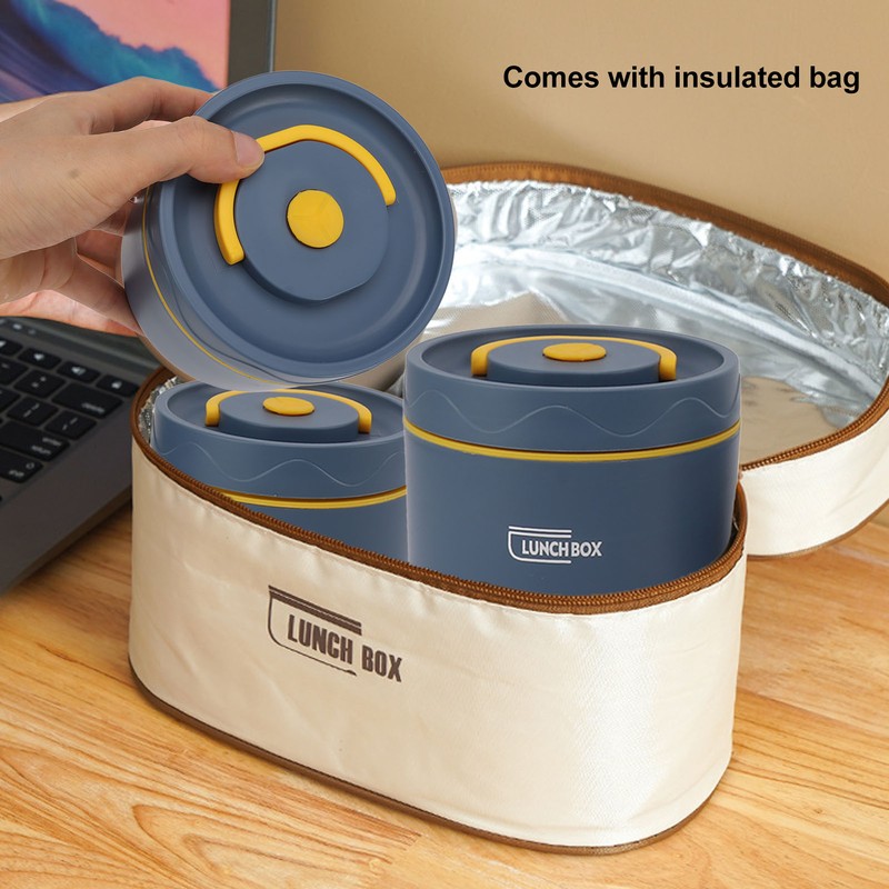 Bento Lunch Box Round with Lid Bag Leakage Proof Stainless