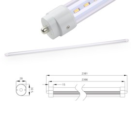 LED Fantasy LED 8Ft Tube Light Bulb T8/T10/T12 6000K (Cool White) Clear Cover FA8 Single Pin AC100V-277V UL Listed 36W (75W Fluorescent Equivalent) (Pack of 2)