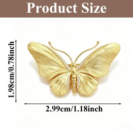 Gold Butterfly Rhinestone Brooch Pin for Women Exquisite Golden Brooch Pin Elegant Dress Broochs Pins Suit Shirt Broochs Pins Butterfly Jewelry Accessories Gift