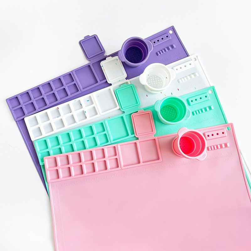 Silicone Painting Mat Washable Art Mat with Foldable Water Cup