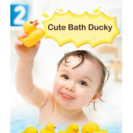 50 PCS Mini Rubber Duck Bath Duck Toys for Toddlers Boys Girls,Squeak and Float Yellow Ducks in Bulk Jeep Ducks Baby Shower Duck Decorations Party Favors (1.6''-50pcs Ducks)