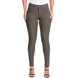 YMI Women's Hyperstretch Mid-Rise Skinny Jeans, Dark Olive, L