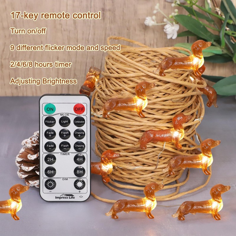 Impress Life Pet Theme Christmas Decorative String Lights, 10ft 30