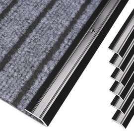 Jiekayi 6-Pack Metal Carpet Floor Transition Strips, 36in Carpet to Tile Floor Edging Trim Strip, Aluminum Threshold Strip Suitable for Threshold Height Less Than 5mm (Black)