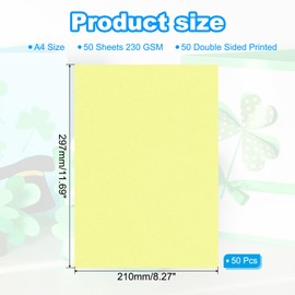 PATIKIL 50 Sheets Colored Cardstock Paper, A4 Size 230GSM Thick Card Stock Printed Colored Paper for DIY Crafts Scrapbooking Card Making Party Decors, Yellow