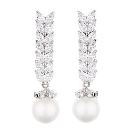 Clip On Earrings - Silver Plated With A Pearl And Cubic Zirconia Stones - Naomi S