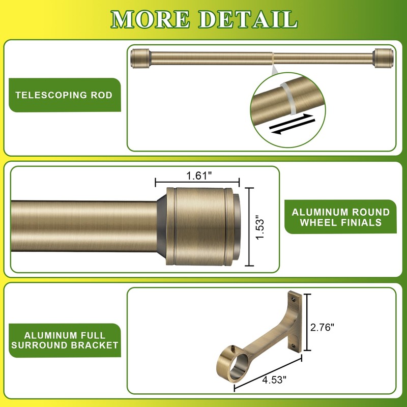 Antique Bronze Curtain Rods for Windows 16 to 56 Inch,