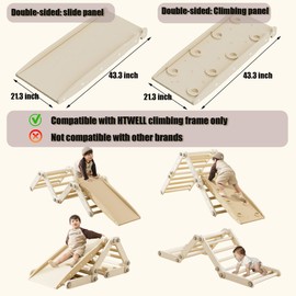 Slide Compatible with HTWELL Toddler Climbing Toys Indoor,Kids Pikler Triangle Set,Multifunction Foldable Indoor Jungle Gym for Kids(Gray)