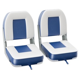 2-Pack 20" High Back Boat Seat with Thickened Sponge Padding and Hinge, Waterproof Boat Captain Chairs, Easy to Store, Ideal for Fishing, Sightseeing, Boating Blue