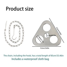 Camping Tripod Fixing Board,Camping Tripod Grill Board,Camping Tripod Board Turn Branches into Campfire Tripod Stainless Steel Portable Camping Tripod Fixing Board with Adjustable Chain,Silver