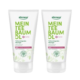 alkmene 2x Teebaumöl Waschgel unreine Haut 150 ml - Pickel Reduktion 100% bestätigt - Tiefenreinigende Anti Pickel Gesichtsreinigung vegan - Reinigungsgel Gesicht, Gesichtspflege, Skincare